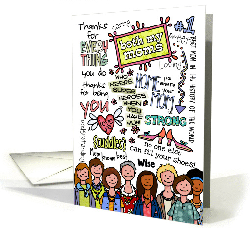 Mother's Day Wordcloud - Both my Moms card (923735)