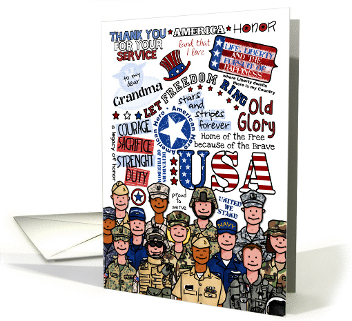 Grandma - MIlitary Welcome Home Word Cloud card (930127)