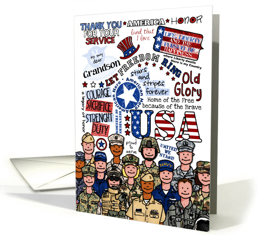 Grandson - MIlitary Welcome Home Word Cloud card (930129)