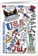 Birthday on 4th of July Word Cloud card
