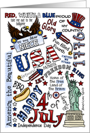 Niece - Happy 4th of July Word Cloud card