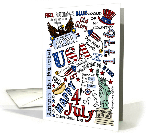 Mom - Happy 4th of July Word Cloud card (931324)