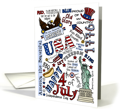 Marine - Happy 4th of July Word Cloud card (931326)
