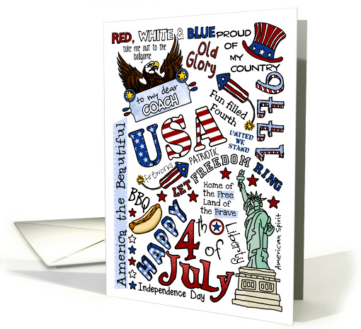 For Coach - Happy 4th of July Word Cloud card (931640)