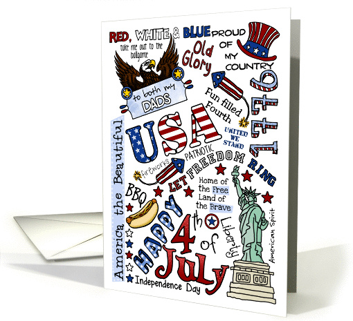 For 2 Dads - Happy 4th of July Word Cloud card (931655)