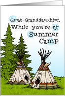Great Granddaughter - Thinking of you at summer camp - teepees card