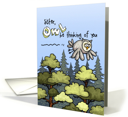 Sister - Thinking of you at summer camp - Owl card (934867)