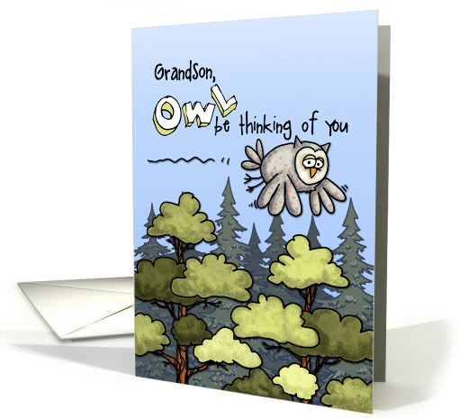 Grandson - Thinking of you at summer camp - Owl card (934872)
