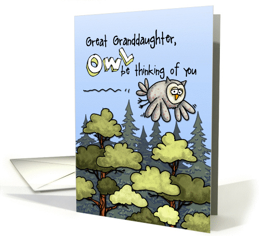 Great Granddaughter - Thinking of you at summer camp - Owl card