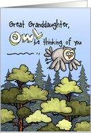 Great Granddaughter - Thinking of you at summer camp - Owl card