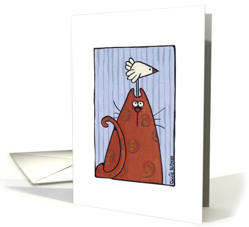 Friendship Ginger Cat and Bird card (93633)
