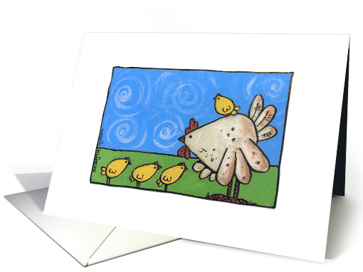 Mother Hen with Chicks card (93641)