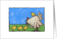 Mother Hen with Chicks card