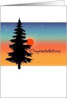 Chemotherapy Congratulations - Pine Tree at Sunrise card