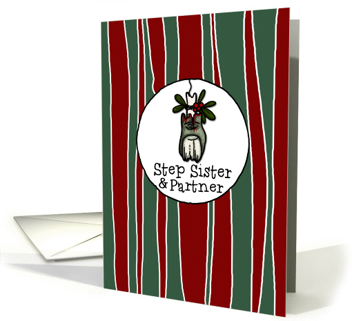 for Step Sister & Partner - Mistle-toe - Zombie Christmas card