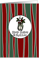 for Step Sister & Partner - Mistle-toe - Zombie Christmas card