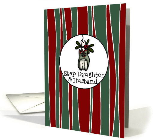 for Step Daughter & Husband - Mistle-toe - Zombie Christmas card