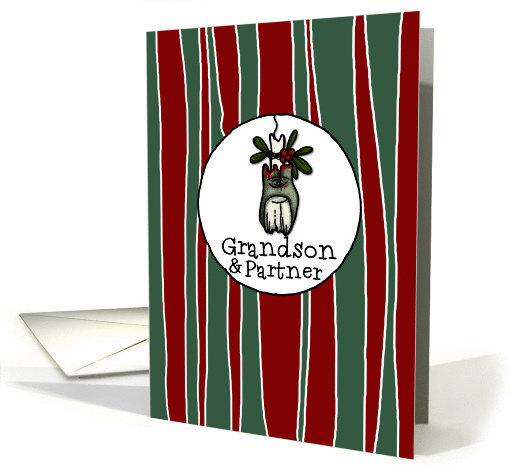 for Grandson & Partner - Mistle-toe - Zombie Christmas card (985499)