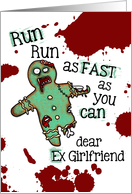 for Ex Girlfriend - Undead Gingerbread Man - Zombie Christmas card