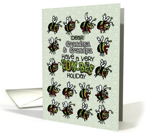 for Grandma & Grandpa - Zombie Christmas - Zom-bees card (989727)