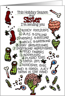 for my Sister - 12 Days of Zombie Christmas card