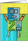 Happy Second Birthday-Robot with Number Two card