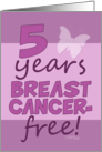 Five Year Breast Cancer Survivor Party Invitation with Butterfly card