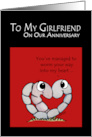 Happy Anniversary to my Girlfriend Worm Your Way into my Heart card