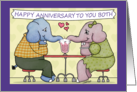 Happy Anniversary to Couple-Elephants Share Milkshake card
