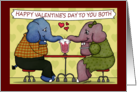 Happy Valentine’s Day to Couple Elephants Share Milkshake card