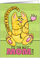 Happy Birthday for Mom-Yellow Tabby Cat with Paw Print Flower card