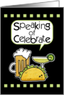Happy Cinco de Mayo Party Invite- Beer, Margarita, Taco Speech Bubble card