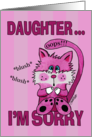 Belated Birthday to Daughter Pink Blushing Cat card