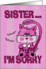 Belated Birthday to Sister Pink Blushing Cat card