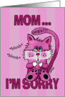 Belated Birthday to Mom Pink Blushing Cat card