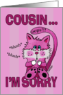 Belated Birthday to Cousin Pink Blushing Cat card