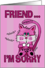 Belated Birthday to Friend Pink Blushing Cat card