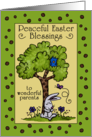 Happy Easter to Parents Bunny Resting under a Tree card