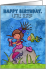 Customizable Birthday for Little Sister Mermaid Friends card