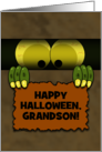 Customizable Happy Halloween for Grandson Monster in a Box card