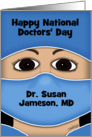 Personalized Happy National Doctors’ Day Female Face in Doctor Attire card