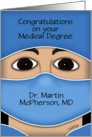 Personalized Congratulations on Medical Degree for male- Face Mask card