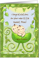 Customizable Congratulations on New Twins-Baby in Pea Pod Stroller card