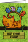 Customizable Birthday for Grandma Kitty and Birds in Tree with Sign card