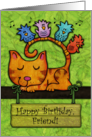 Customizable Birthday for friend Kitty and Birds in Tree with Sign card