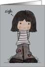 Belated Birthday-Little Kawaii Girl Sighing card