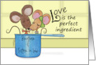 Customize Happy Anniversary Brother and His Wife Mice in Measuring Cup card