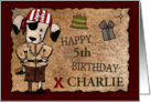 Customized Name Specific Age Specific Birthday Pirate Dog and Map card