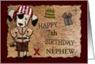 Customized Birthday for 7 year old Nephew Pirate Dog and Map card