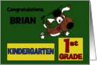 Personalized Congratulations on Graduating Kindergarten Dog with Cap card